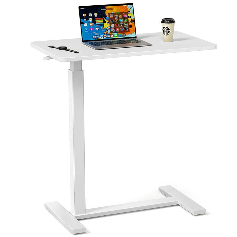 【Fall Deals】Overbed Bedside Table with Wheels, Mobile Standing Stand up Rolling Laptop PC, Adjustable Height Tray, Side Computer Workstation for Home Use