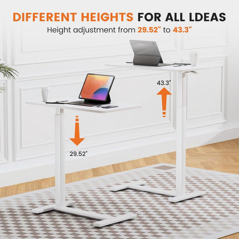 【Fall Deals】Overbed Bedside Table with Wheels, Mobile Standing Stand up Rolling Laptop PC, Adjustable Height Tray, Side Computer Workstation for Home Use