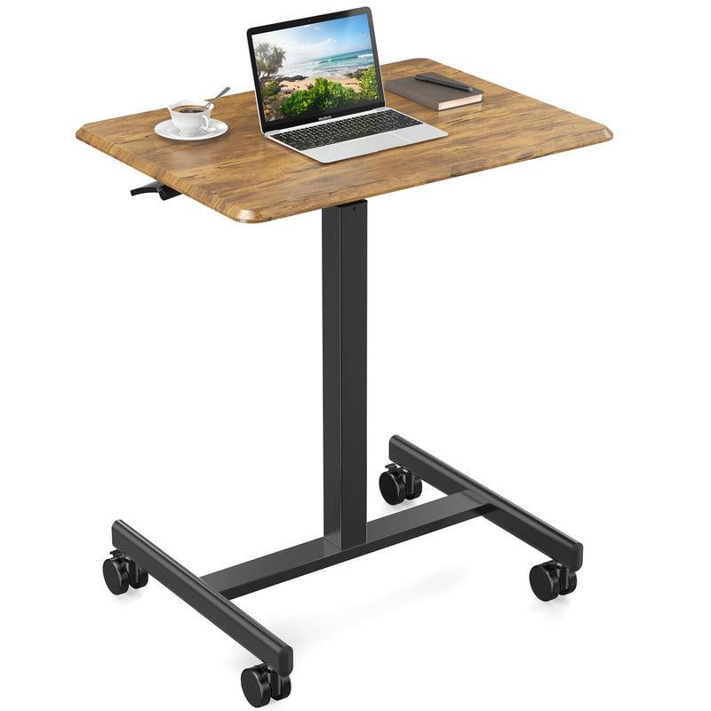 【Fall Deals】Overbed Bedside Table with Wheels, Mobile Standing Stand up Rolling Laptop PC, Adjustable Height Tray, Side Computer Workstation for Home Use