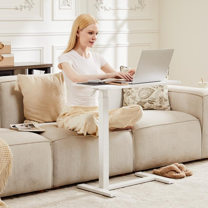 【Fall Deals】Overbed Bedside Table with Wheels, Mobile Standing Stand up Rolling Laptop PC, Adjustable Height Tray, Side Computer Workstation for Home Use