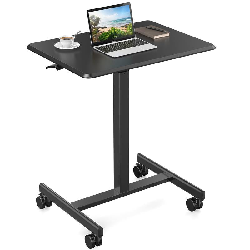 【Fall Deals】Overbed Bedside Table with Wheels, Mobile Standing Stand up Rolling Laptop PC, Adjustable Height Tray, Side Computer Workstation for Home Use