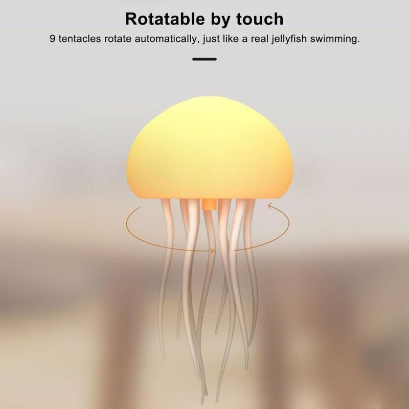 RGB Jellyfish LED Lamp Rechargeable Touch-Sensor Light with Hanging & Base Display for Bedrooms & Living Rooms
