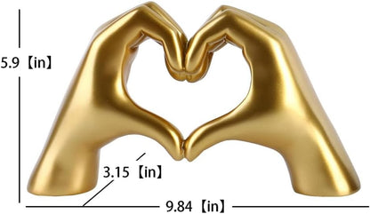 Taylor Heart Hands Sculpture Decor for Bedroom Living Room Table Merch, Aesthetic Modern Love Finger Heart Hands Statues, Boho Wedding Home Decor Accessories, Gifts for Women Anniversary (Gold)