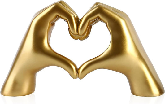 Taylor Heart Hands Sculpture Decor for Bedroom Living Room Table Merch, Aesthetic Modern Love Finger Heart Hands Statues, Boho Wedding Home Decor Accessories, Gifts for Women Anniversary (Gold)
