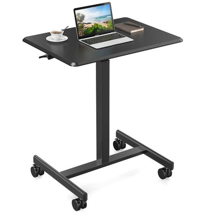【Fall Deals】Overbed Bedside Table with Wheels, Mobile Standing Stand up Rolling Laptop PC, Adjustable Height Tray, Side Computer Workstation for Home Use
